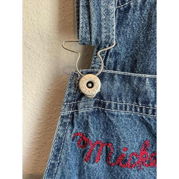 Vtg 90s Disney Mickey Unlimited Mouse Denim Overalls Retro Embroidered Sz XL - Picture 3 of 6